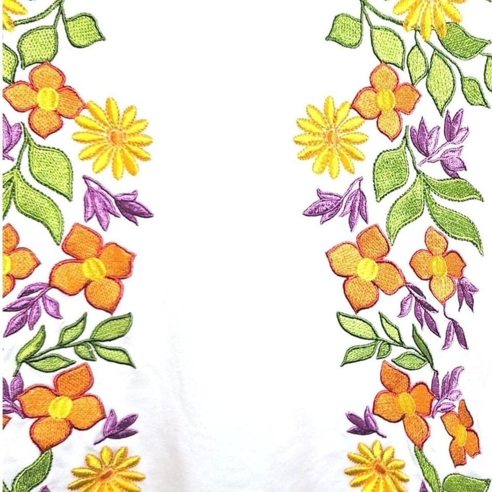 Bob Mackie Wearable Art Embroidered Floral Womans White Tunic Size L - Picture 5 of 6